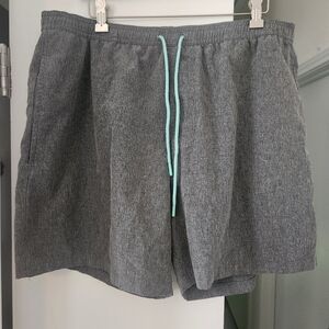 Huk Shorts Womens XL Gray Fishing Aqua Blue Pockets Lined Elastic Drawstring